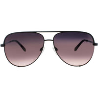 Quay Unisex Sunglasses - Shiny Black Metal Aviator | HIGH KEY EXTRA LARGE BLK/BPLPK ,