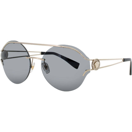 Versace Women's Sunglasses - Pale Gold Metal Round Shape Half Rim Frame | 0VE2184 1252 ,