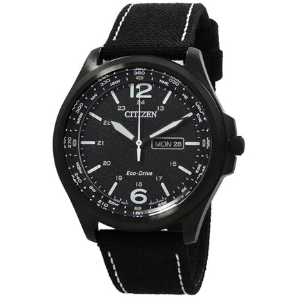 Citizen Men's Watch - Classic Eco-Drive Black Dial Canvas Strap Date | AW0115-03E ,