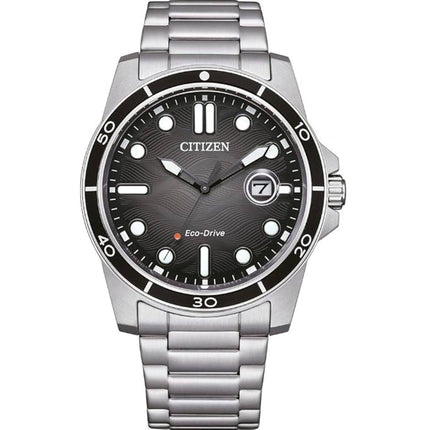 Citizen Men's Watch - Marine 1810 Eco-Drive Black Dial Silver Bracelet | AW1816-89E ,