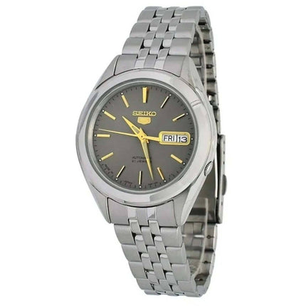 Seiko Men's Watch - 5 Day-Date Automatic Grey Dial Silver Tone Bracelet | SNKL19J1 ,