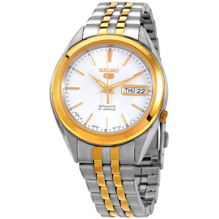 Seiko Men's Watch - 5 Day-Date Automatic White Dial Two Tone Bracelet | SNKL24J1 ,