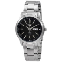 Seiko Men's Watch - 5 Day-Date Automatic Black Dial Silver Steel Bracelet | SNKM87K1 ,