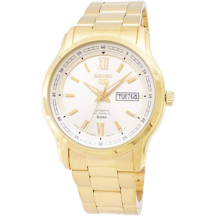Seiko Men's Watch - 5 Day Automatic Champagne Dial Yellow Gold Bracelet | SNKP20K1 ,