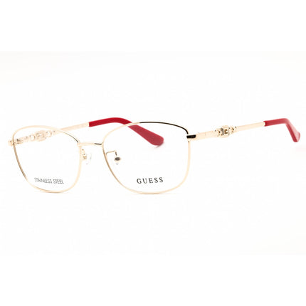 Guess Women's Eyeglasses - Pale Gold Metal Rectangular Full Rim Frame | GU2962-D 032 ,