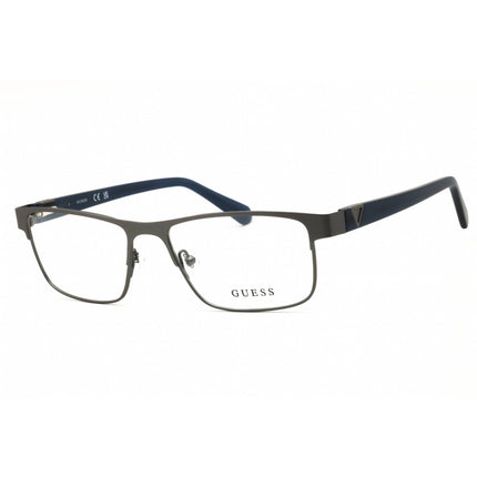 Guess Men's Eyeglasses - Matte Gunmetal Metal Rectangular Full Rim Frame | GU50003 009 ,