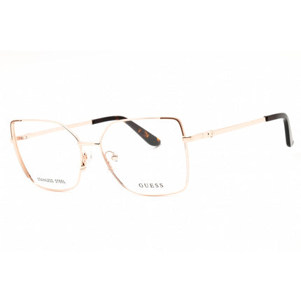 Guess Women's Eyeglasses - Shiny Rose Gold Metal Rectangular Full Rim | GU50223 028 ,