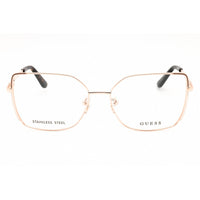 Guess Women's Eyeglasses - Shiny Rose Gold Metal Rectangular Full Rim | GU50223 028 ,