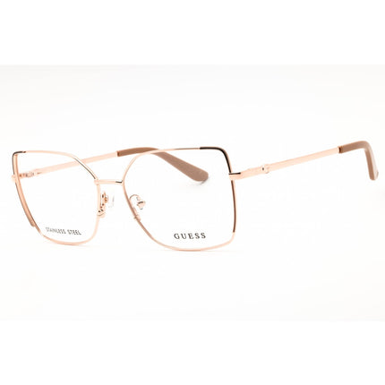 Guess Women's Eyeglasses - Beige/Rose Gold/Brown Metal Rectangular Frame | GU50223 059 ,