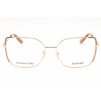 Guess Women's Eyeglasses - Beige/Rose Gold/Brown Metal Rectangular Frame | GU50223 059 ,