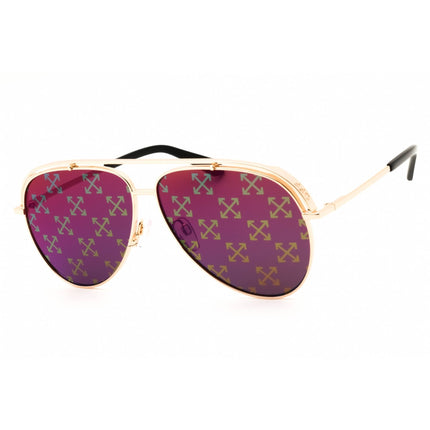 Off White Unisex Sunglasses - Gold/Brown Metal Aviator Full Rim Frame | WINNER 7655 ,