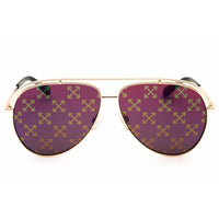 Off White Unisex Sunglasses - Gold/Brown Metal Aviator Full Rim Frame | WINNER 7655 ,