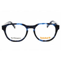Timberland Men's Eyeglasses - Blue Havana Acetate Round Full Rim Frame | TB50052 056 ,