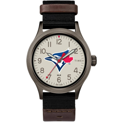 Timex Unisex Watch - Clutch Toronto Blue Jays Beige Dial Black Strap | TWZBJAYMBYZ ,
