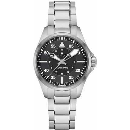 Hamilton Women's Watch - Khaki Aviation Automatic Black Dial Bracelet | H76215130 ,