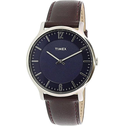 Timex Men's Watch - Metropolitan Quartz Blue Dial Brown Leather Strap | TW2R49900JT ,