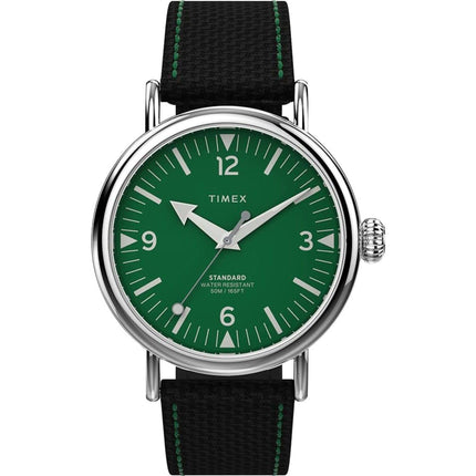 Timex Men's Watch - Standard Quartz Green Dial Black Fabric Strap | TW2V44200VQ ,