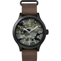 Timex Men's Watch - Expedition Scout Camouflage Dial Brown Leather Strap | TW4B066009J ,
