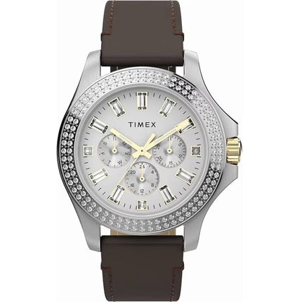 Timex Women's Watch - Kaia Quartz Silver Tone Dial Brown Leather Strap | TWH6Z6110VQ ,