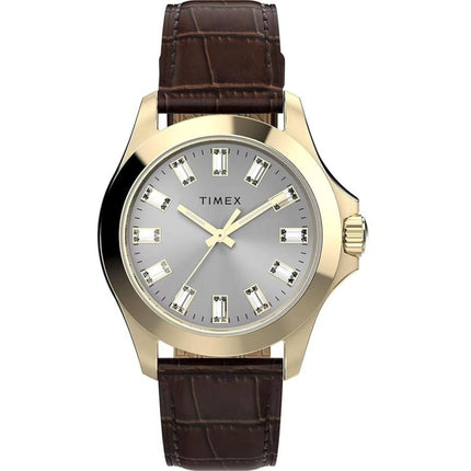 Timex Women's Watch - Kaia Quartz Yellow Gold Case Brown Leather Strap | TWH6Z6410VQ ,