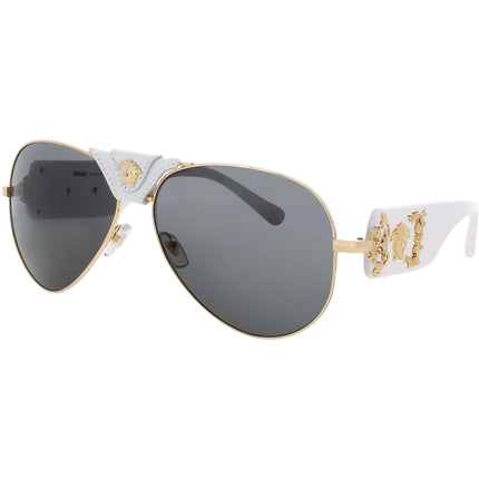 Versace Men's Sunglasses - Gold Metal/Acetate Aviator Shape Frame | 0VE2150Q-13418762 ,