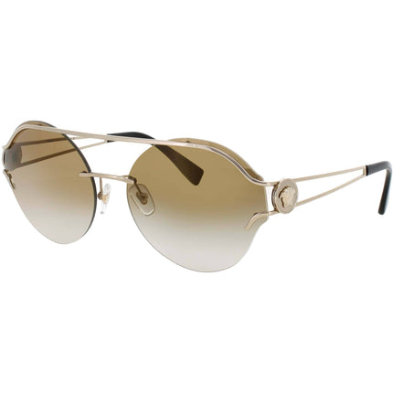 Versace Women's Sunglasses - Pale Gold Metal Round Half Rim Frame | 0VE2184-12526U61 ,