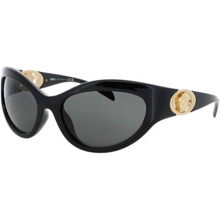 Versace Women's Sunglasses - Black/Gold Acetate Cat Eye Shape Frame | 0VE4485-GB1/8759 ,