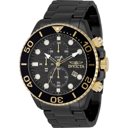 Invicta Men's Watch - Pro Diver Chronograph Black Stainless Steel Bracelet | 50222 ,