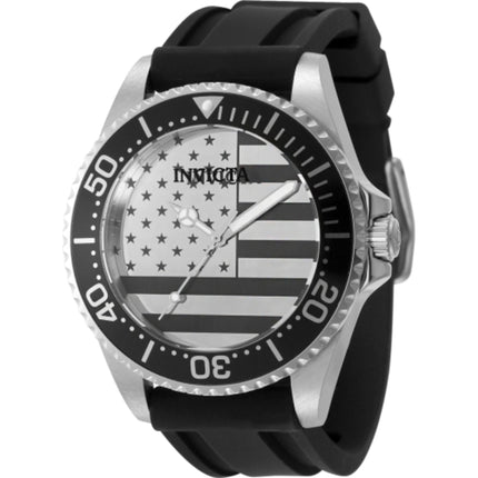 Invicta Men's Watch - Pro Diver Quartz Silver and Black Dial Silicone Strap | 50418 ,