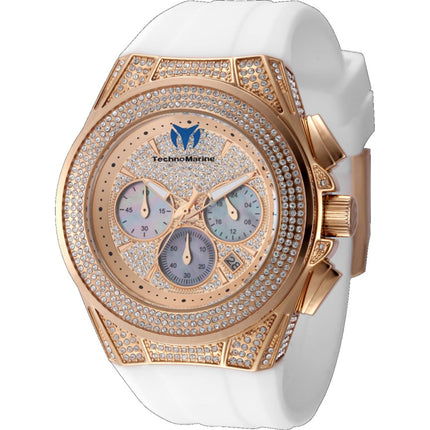 Technomarine Women's Watch - Cruise Diva Pave Chronograph White Strap | TM-125033 ,