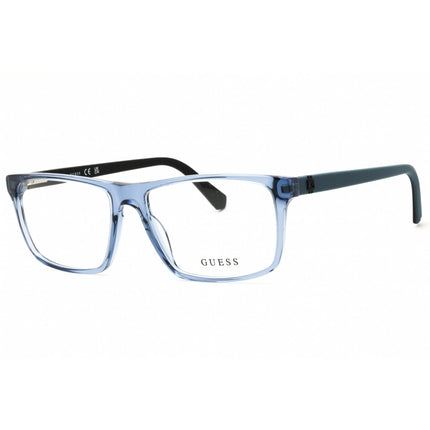 Guess Men's Eyeglasses - Shiny Blue Acetate Rectangular Full Rim Frame | GU50130 090 ,