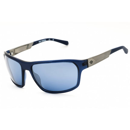 Harley Davidson Men's Sunglasses - Shiny Blue Rectangular Full Rim Frame | HD00027 90X ,
