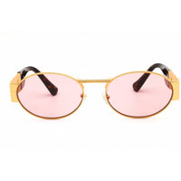Versace Unisex Sunglasses - Matte Gold Metal Oval Full Rim Frame | 0VE2264 100284 ,