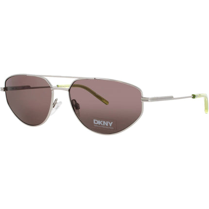 DKNY Women's Sunglasses - Satin Silver/Kiwi Geometric Full Rim Frame | DK117S 045 ,