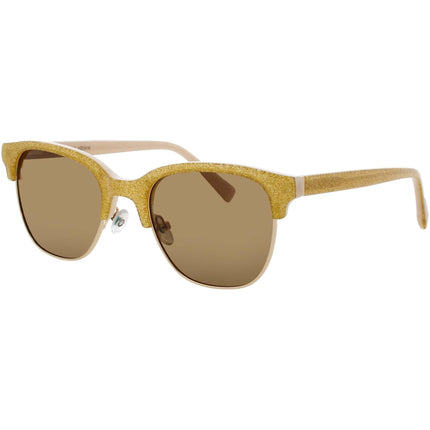 ELTON JOHN Women's Sunglasses - Gold Glitter Round Full Rim Frame | BEEHIVE 3 SLVGL ,