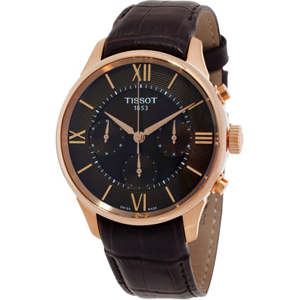 Tissot Men's Watch - Chemin Des Tourelles Chrono Brown Leather Strap | T1394623629800 ,