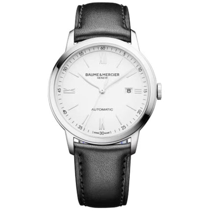 Baume & Mercier Men's Watch - Classima Automatic White Dial Leather Strap | M0A10332 ,