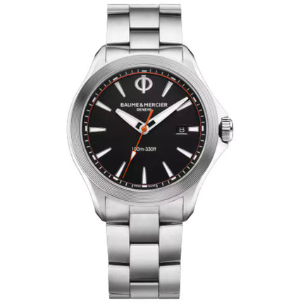 Baume & Mercier Men's Watch - Clifton Club Black Dial Silver Bracelet | M0A10412 ,