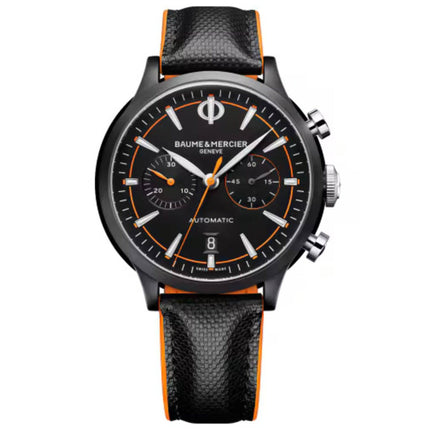 Baume & Mercier Men's Watch - Capeland Automatic Black Dial Leather Strap | M0A10452 ,