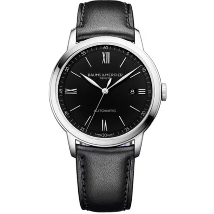 Baume & Mercier Men's Watch - Classima Automatic Black Dial Leather Strap | M0A10453 ,