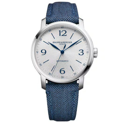Baume & Mercier Men's Watch - Classima Automatic Silver Dial Blue Strap | M0A10707 ,