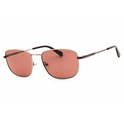 Gant Men's Sunglasses - Shiny Light Ruthenium Metal Oval Full Rim Frame | GA00018 14S ,