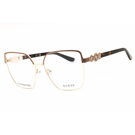 Guess Women's Eyeglasses - Matte Beige/Brown/Black Metal Full Rim Frame | GU50229 058 ,