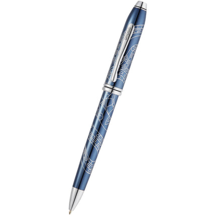 Cross Townsend AT0042-76 Year of the Snake Blue Lacquer Barrel Ballpoint Pen, 6.1in ,