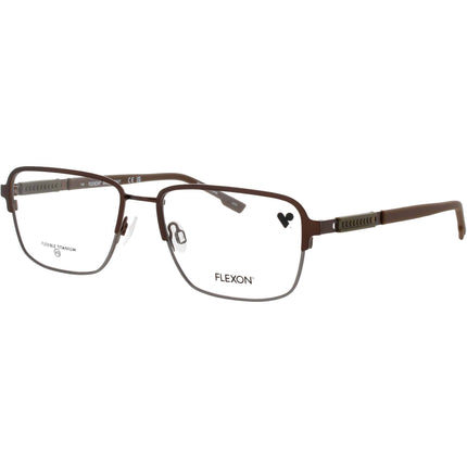 Flexon Men's Eyeglasses Frame - Rectangular Matte Coffee Metal Full Rim | E1155 206 ,