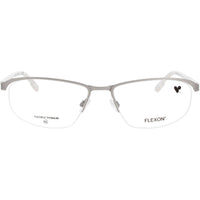 Flexon Men's Eyeglasses Frame - Rectangular Satin Silver Metal Half Rim | E1158 042 ,