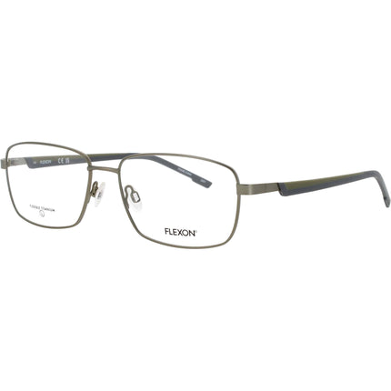 Flexon Men's Eyeglasses Frame - Rectangular Satin Moss Metal Full Rim | H6077 306 ,