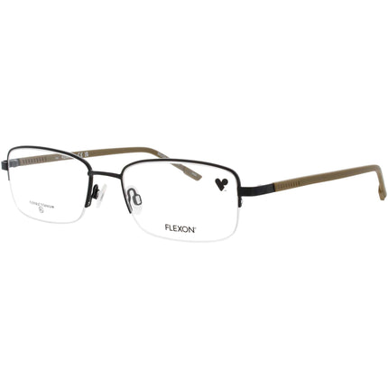 Flexon Men's Eyeglasses Frame - Rectangular Satin Black Metal Half Rim | H6079 004 ,