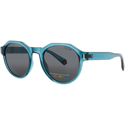Polaroid Unisex Sunglasses - Teal Acetate Oval Shape Full Rim Frame | PLD-6207/S ZI9 ,