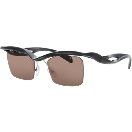 Prada Men's Sunglasses - Shiny Black Acetate Square Rimless Frame | PR A15S 1AB8C1 ,